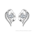 925 Silver Earrings Purple Cubic Zirconia Stud Earrings